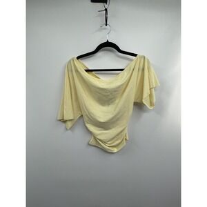 White Fox Marrakech Moments Top Womens XS Lemon Cinched Waist Cropped Preppy NWT